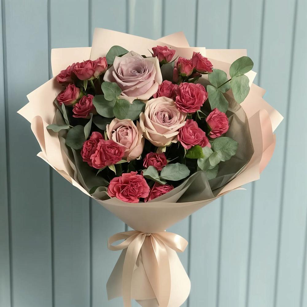 Букет цветов из: Гвоздики и Розы в Дубках Саратовской области