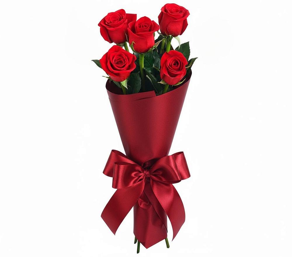 Букет 5 Красных роз Эдлесс Лав в Дубках Саратовской области