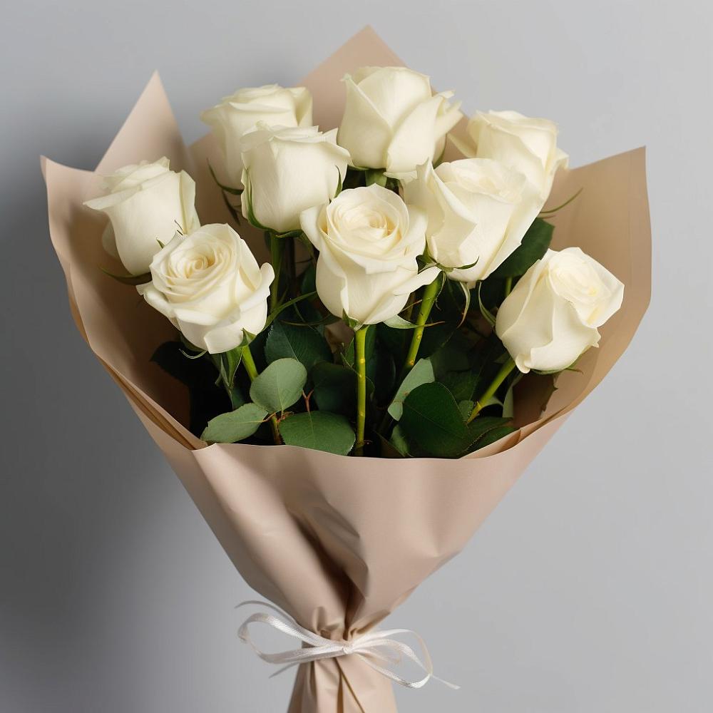 Букет 9 Белых роз Эдлесс Лав в Дубках Саратовской области