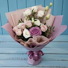 Букет цветов из:  Розы и Лизиантусы в Дубках Саратовской области