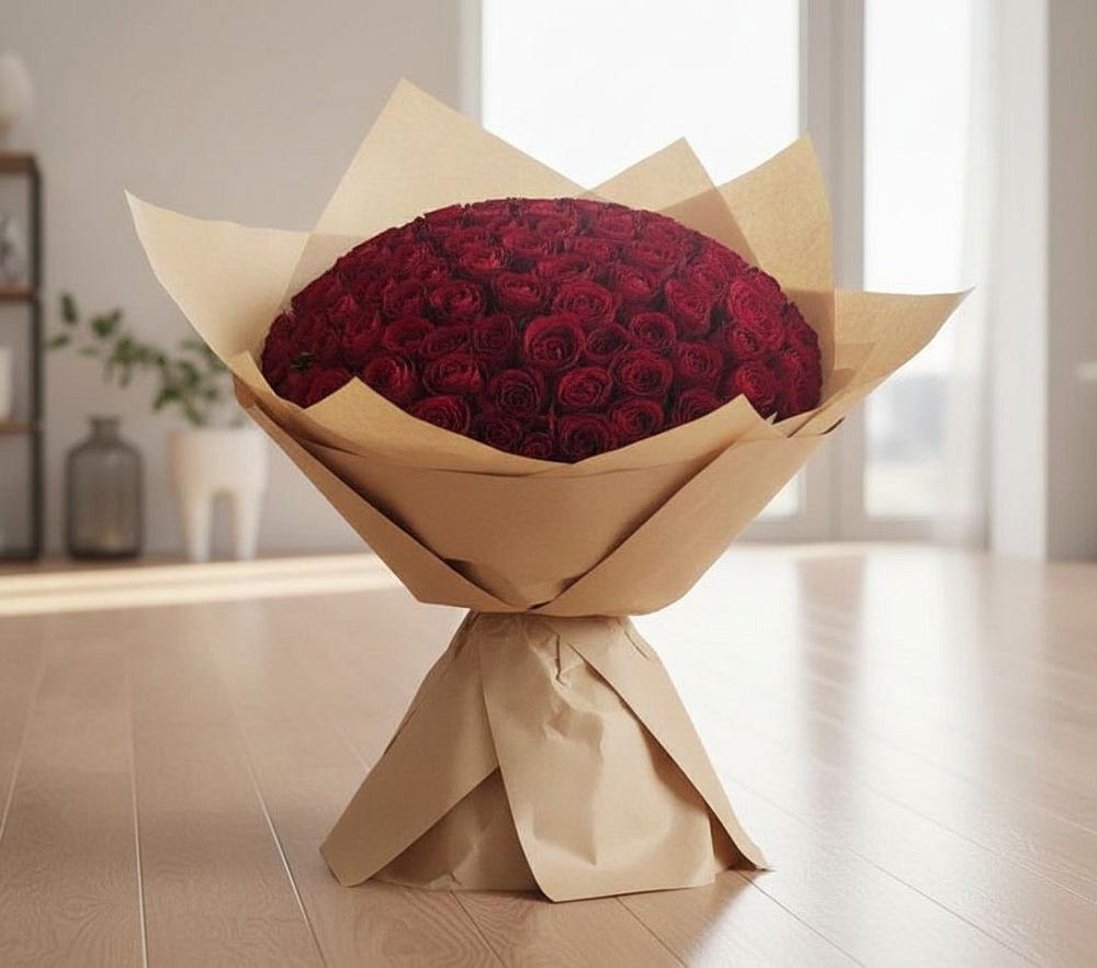 Букет 101 Красная роза в Дубках Саратовской области