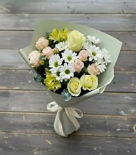 Букет цветов из:  Альстромерии, Розы и Хризантемы в Дубках Саратовской области