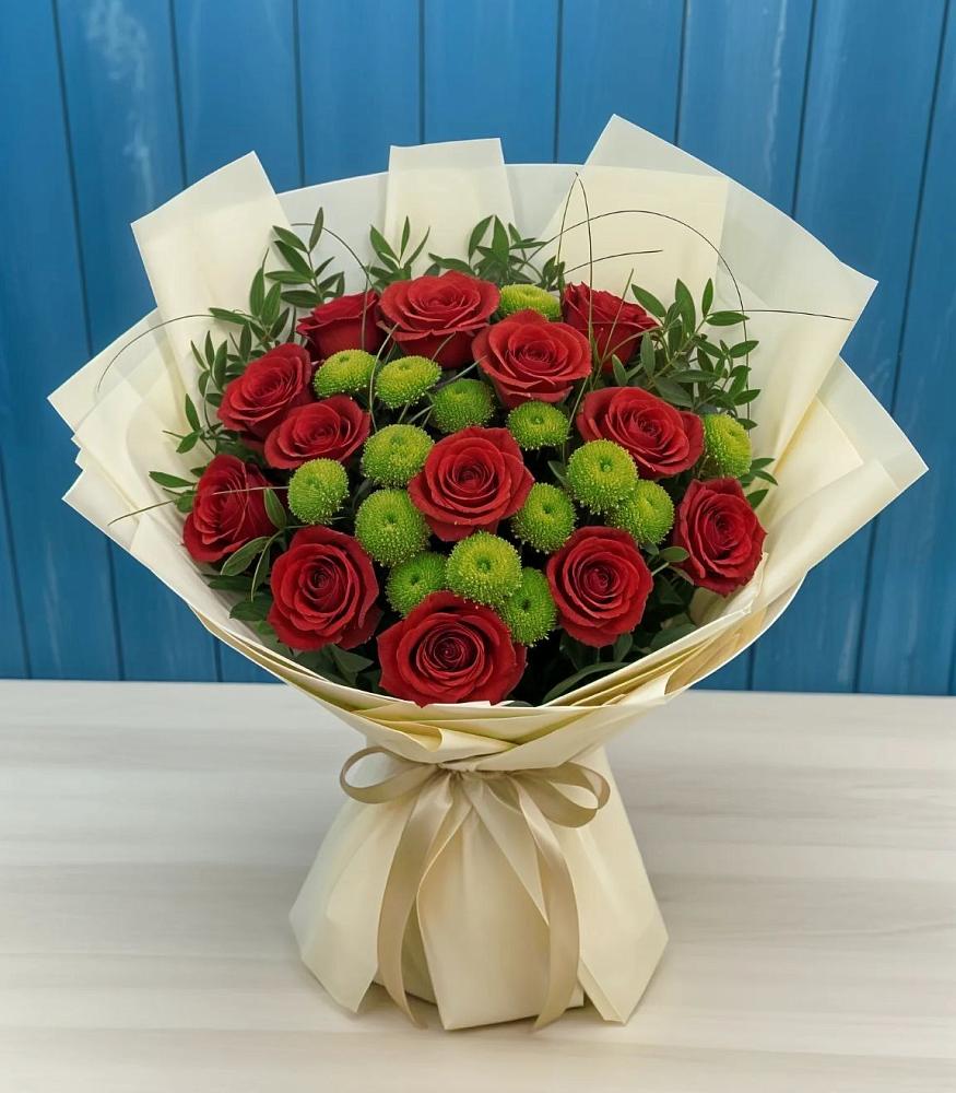 Букет цветов из: Розы и Хризантемы в Дубках Саратовской области